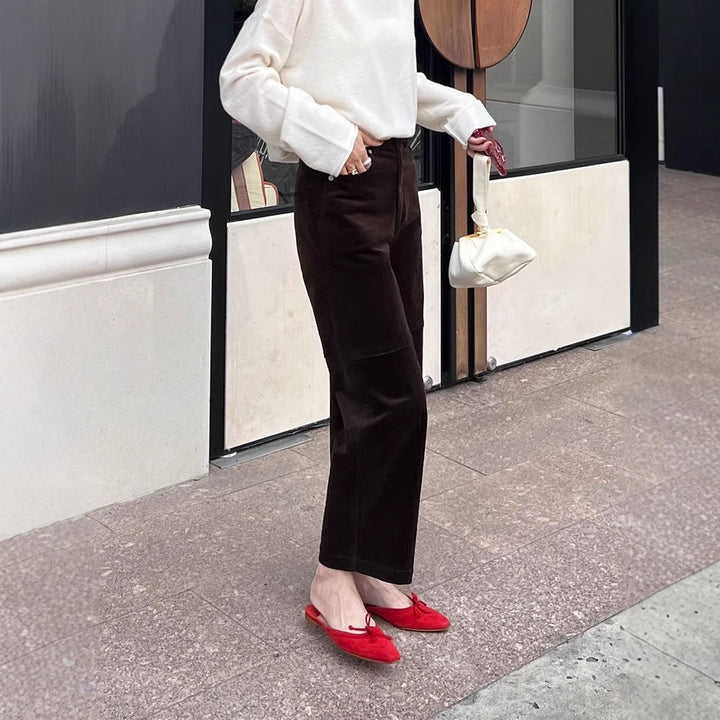 Women Elegant Wide Corduroy Trousers Mune Fashion