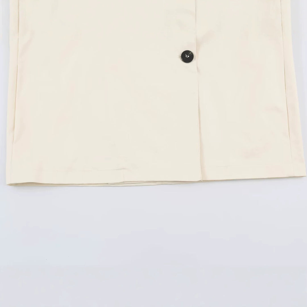 Women's Short Boxy Trench with Bow and Button Cuffs Mune Fashion