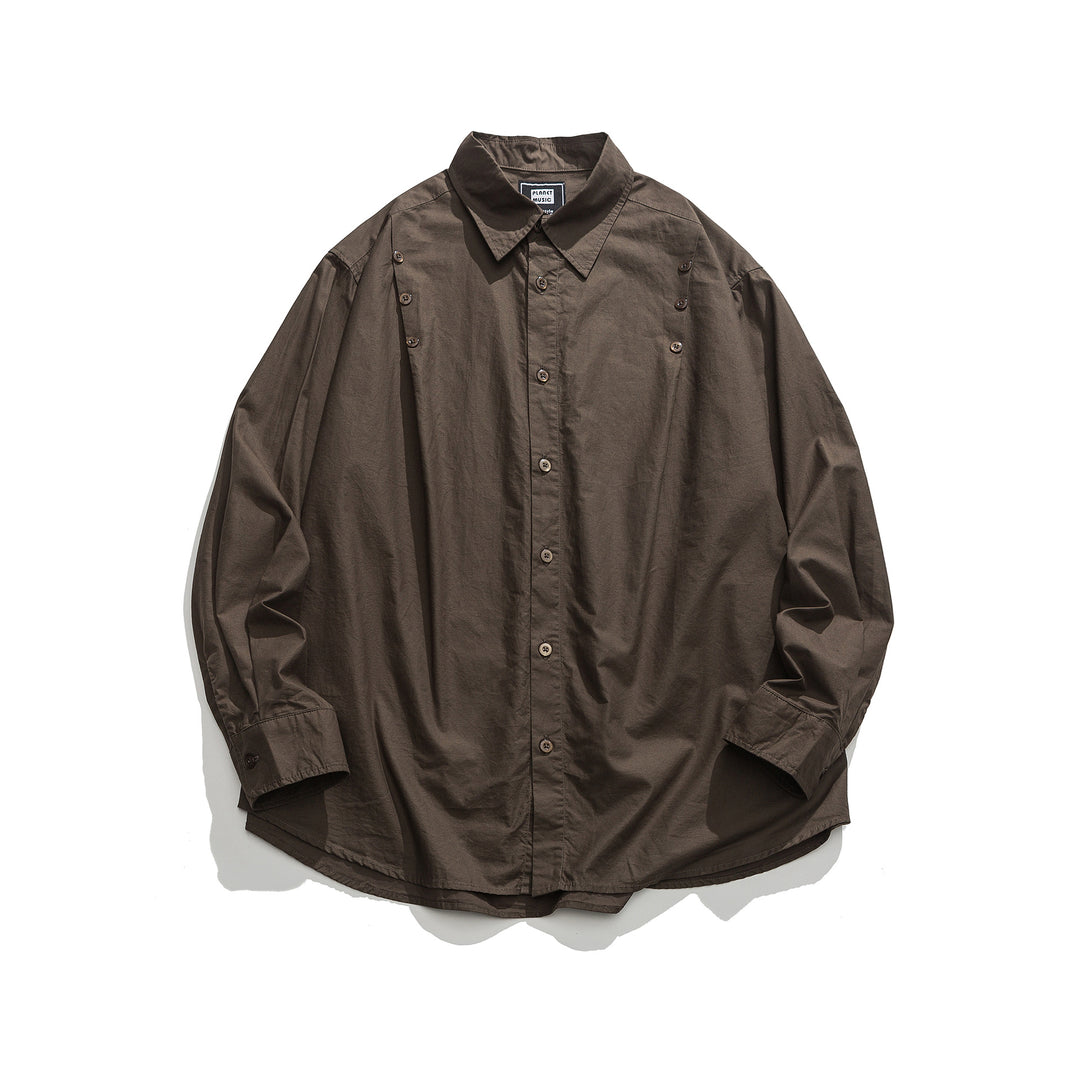 Unisex Oversized Shirt Jacket with side decorative button rows and rounded hem Mune Fashion