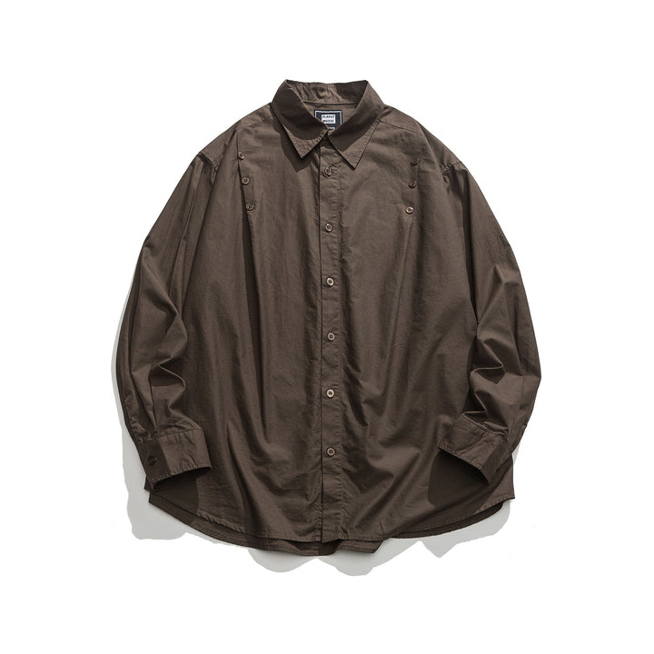 Unisex Oversized Shirt Jacket with side decorative button rows and rounded hem Mune Fashion