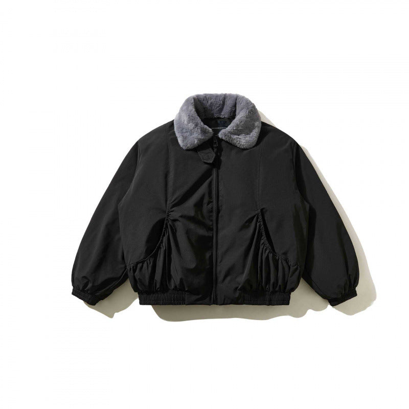 Men's short-cut quilted bomber jacket with fixed faux fur collar and tailored hem Mune Fashion