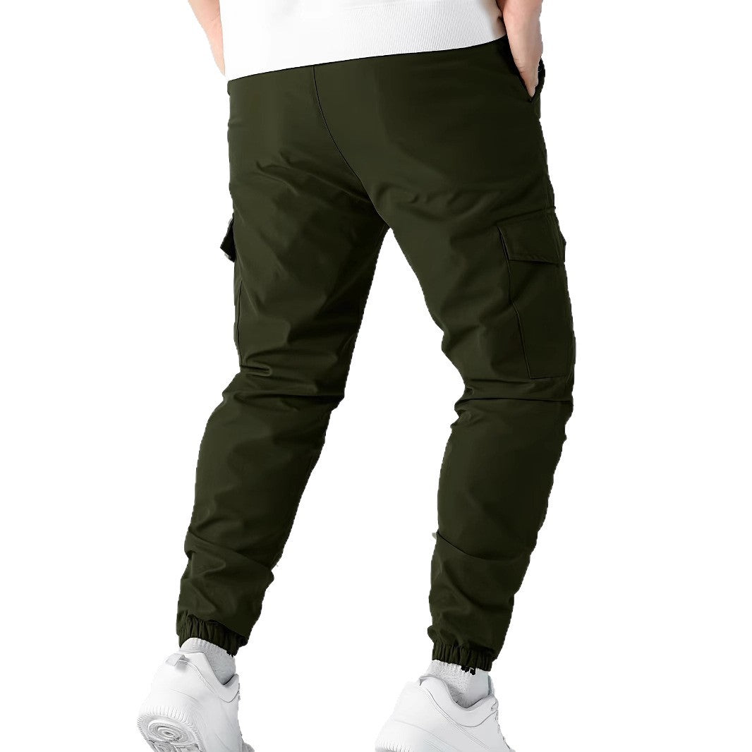 Men's utility cargo jogger pants with drawstring, elastic waistband & flap pockets Mune Fashion