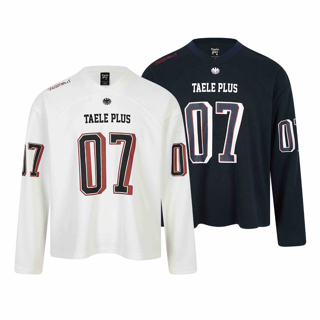 Unisex Sporty Oversized Hockey Jersey with Mesh Structure, Number Print and V Notch Collar Mune Fashion