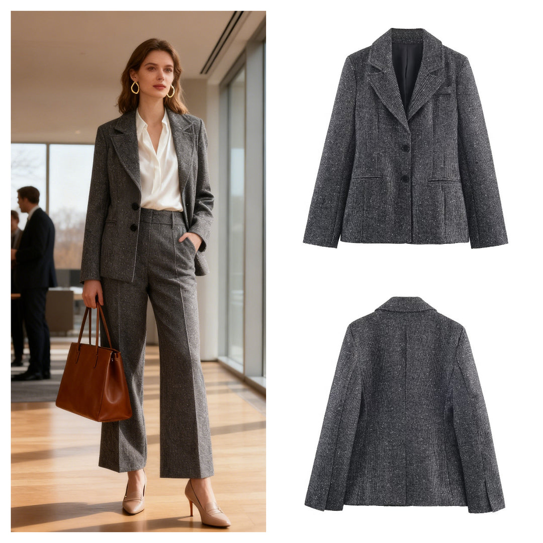 Women's Wide Wool Look Pleated Trousers with High Waist and Press Pleat Mune Fashion