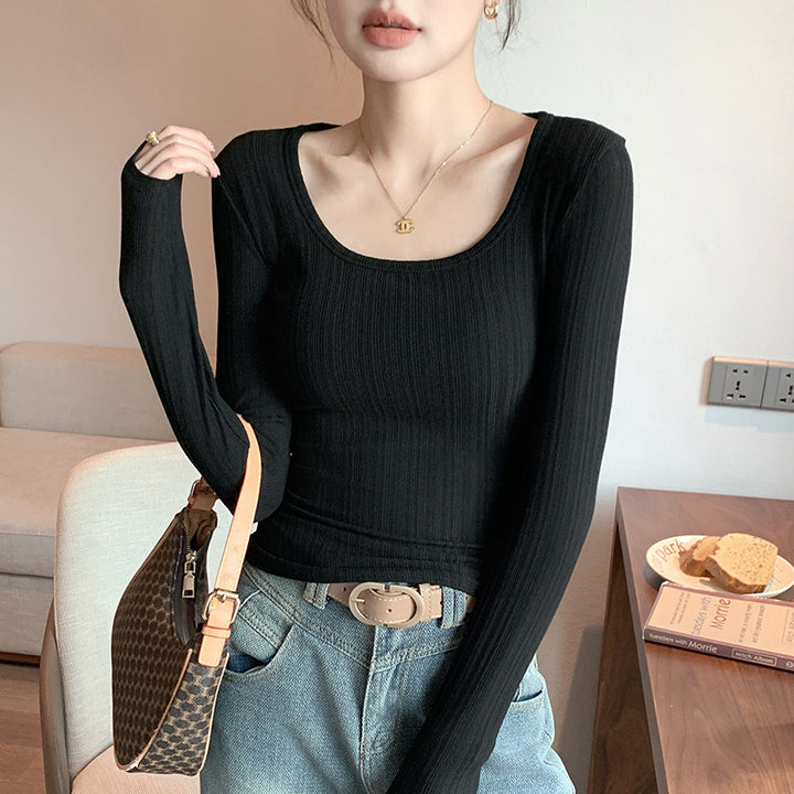 Women's Long Sleeve Ribbed Shirt Mune Fashion