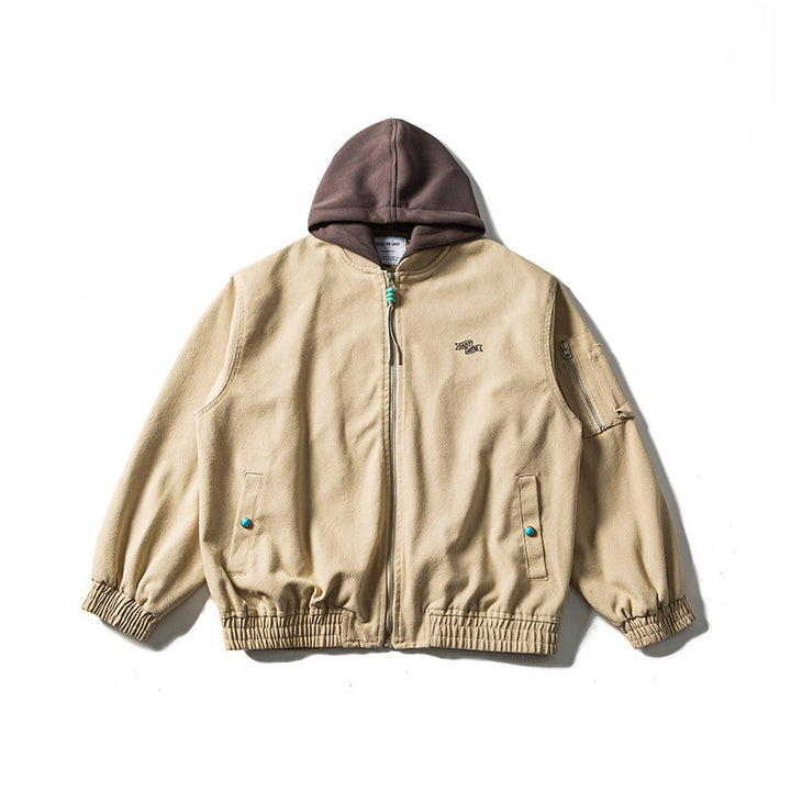 Unisex Oversize Canvas Hoodie with Utility Arm Pocket and Elastic Cuffs Mune Fashion