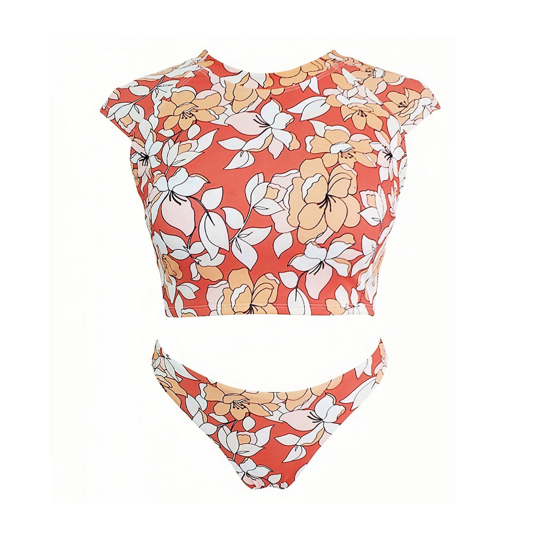 Women's Crop Top Bikini with Floral Design Mune Fashion