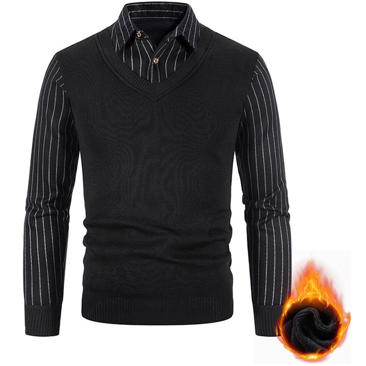 Men's thermo-lined V-neck knitted vest with ribbed cuffs Mune Fashion