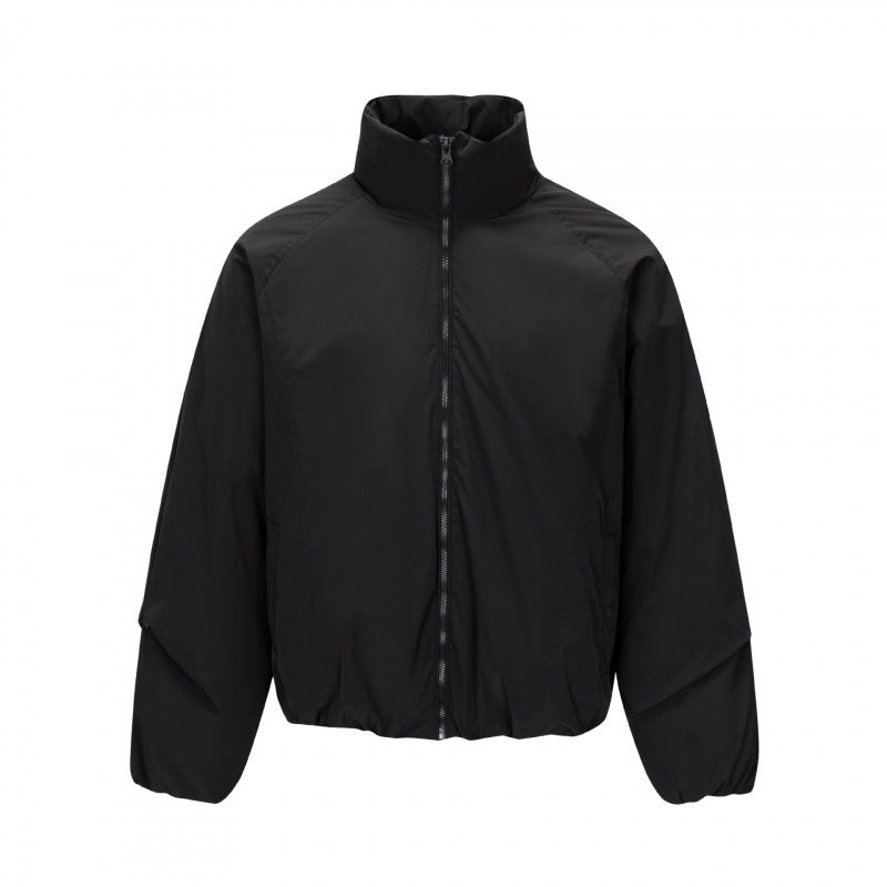 Unisex Short cut lightweight windbreaker in boxy cut with high stand-up collar and elastic hem Mune Fashion