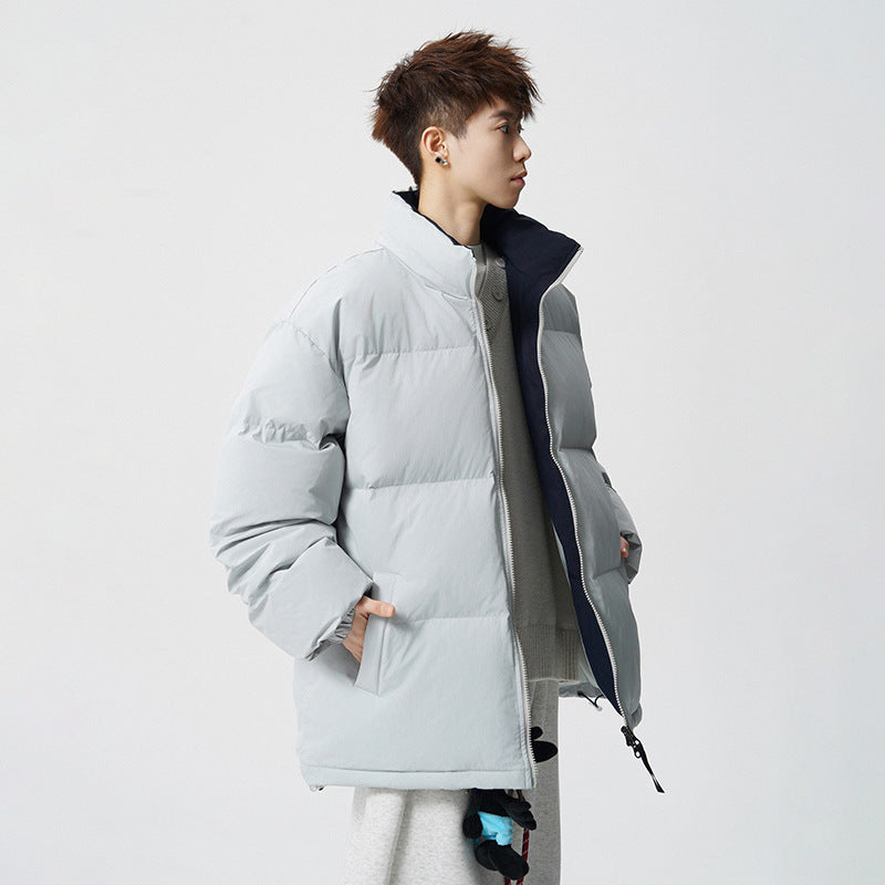 Men's Short Cut Oversized Quilted Jacket with High Collar Mune Fashion