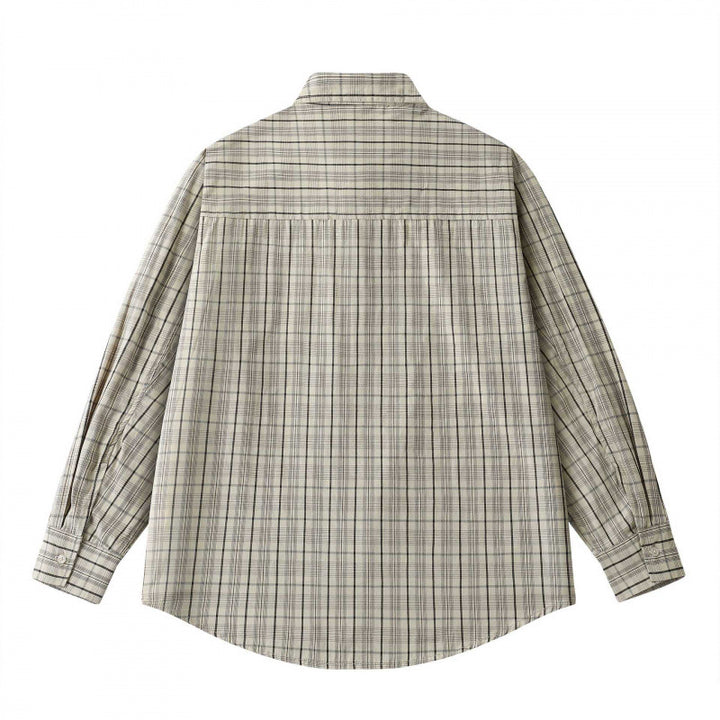 Unisex Lockered Boxy Check Overshirt made of lightweight cotton blend with back yoke and gathered detail Mune Fashion