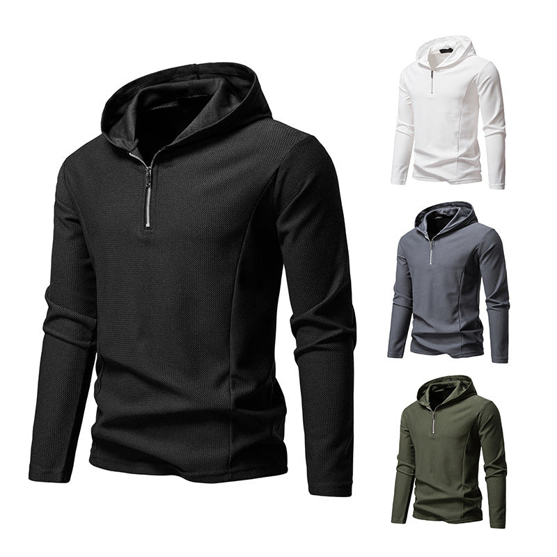 Men's Lightweight Textured Half-Zip Hoodie with Breathable Mesh Mune Fashion