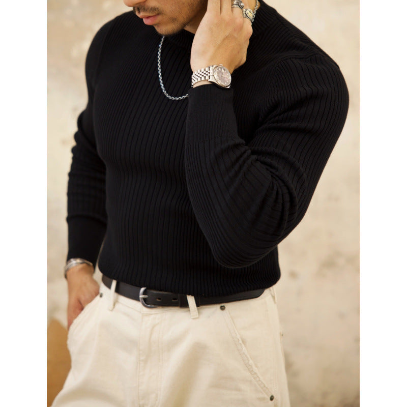 Men's figure-hugging ribbed knit sweater with round neckline Mune Fashion