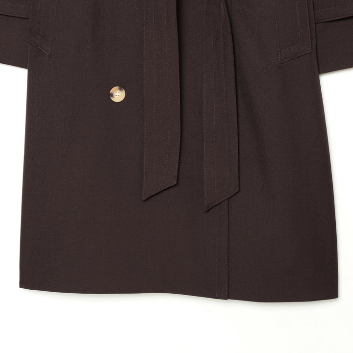 Women Mid-length Double-breasted Trench Coat with Wide Lapels and Waist Tie Belt Mune Fashion
