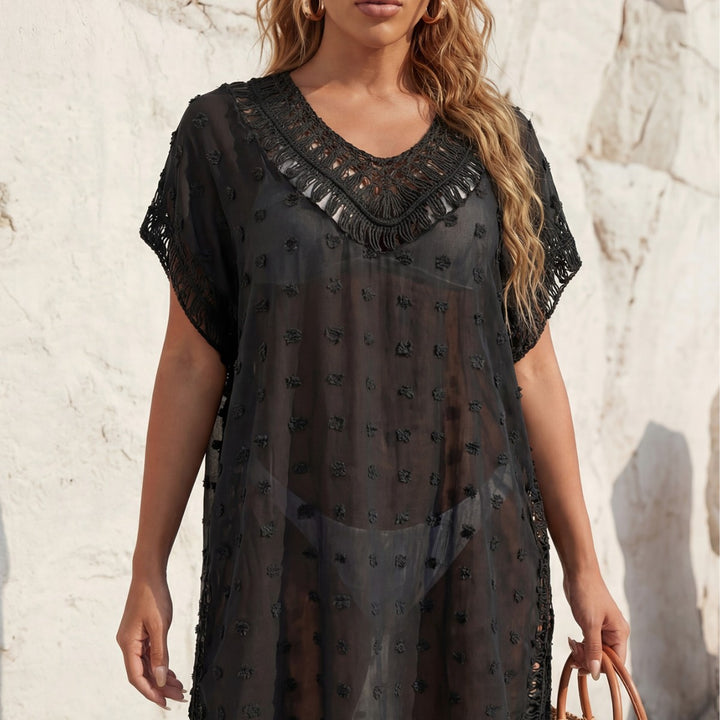 Women's airy beach overall with crochet embellishments Mune Fashion
