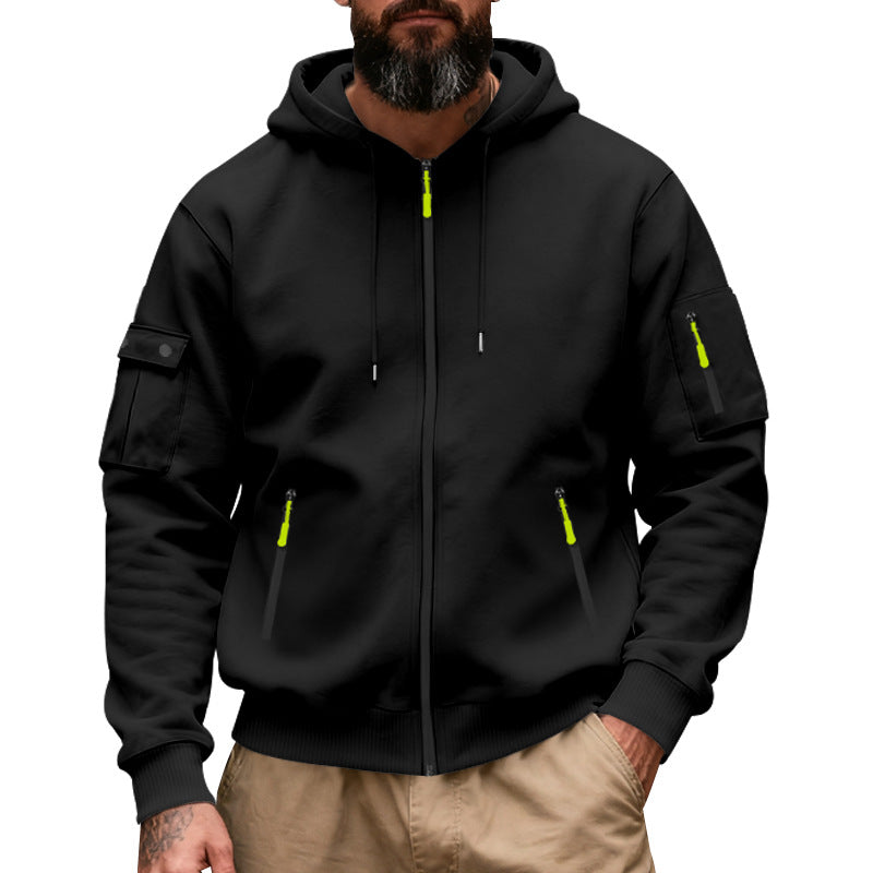 Men's functional hoodie sweat jacket with full zip and arm pocket Mune Fashion