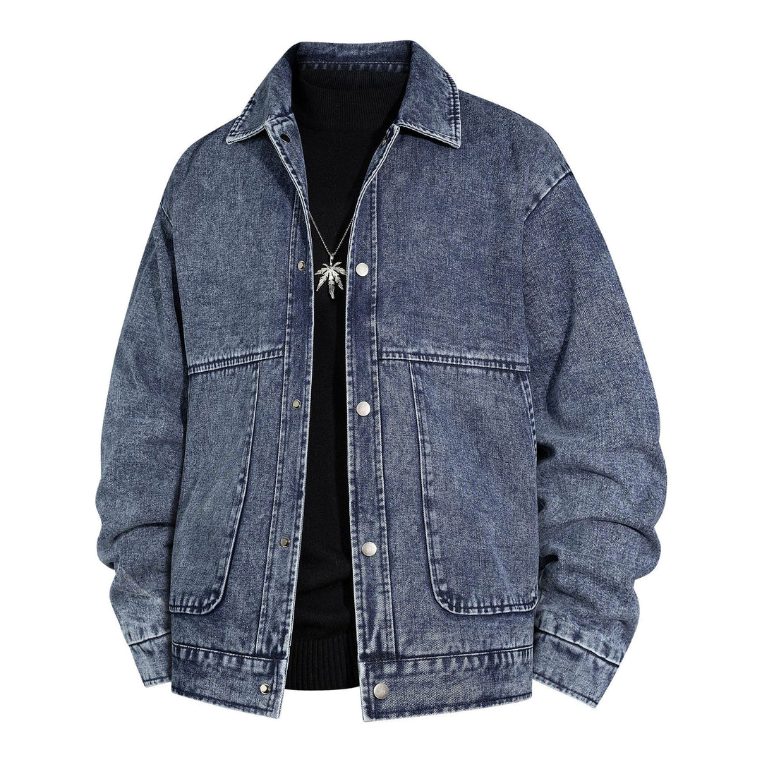 Men's Oversized Denim Jacket with Stonewash Effect and Patch Pockets Mune Fashion