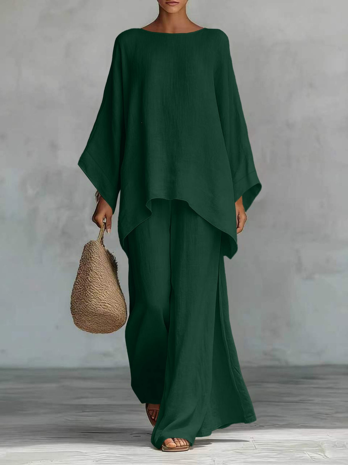 Women Casual Oversized Kaftan Top with Wide Palazzo Pants Mune Fashion