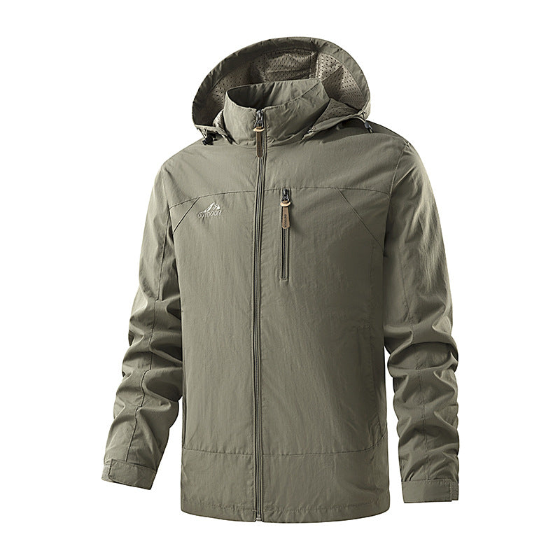 Men's Ultralight Outdoor Hooded Jacket with Mesh Lining, Chest Zipper and Adjustable Cuffs Mune Fashion