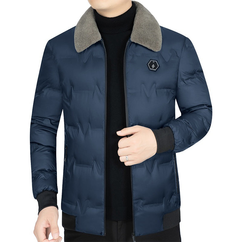 Men's Quilted Winter Jacket with Faux Fur Collar and Thermal Filling Mune Fashion