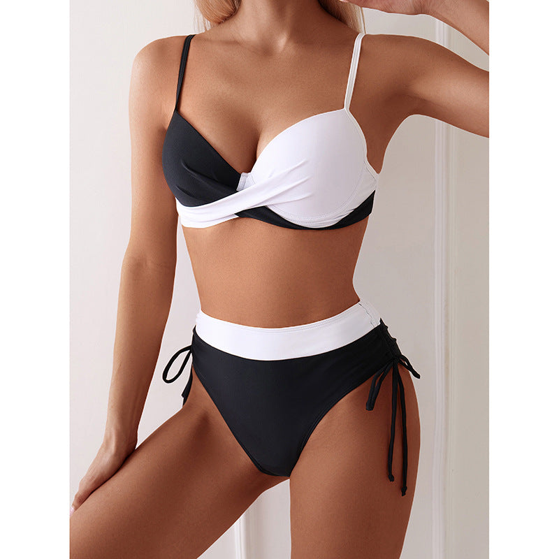 Women High-Waisted Bikini with Fashionable Wrap Design Mune Fashion