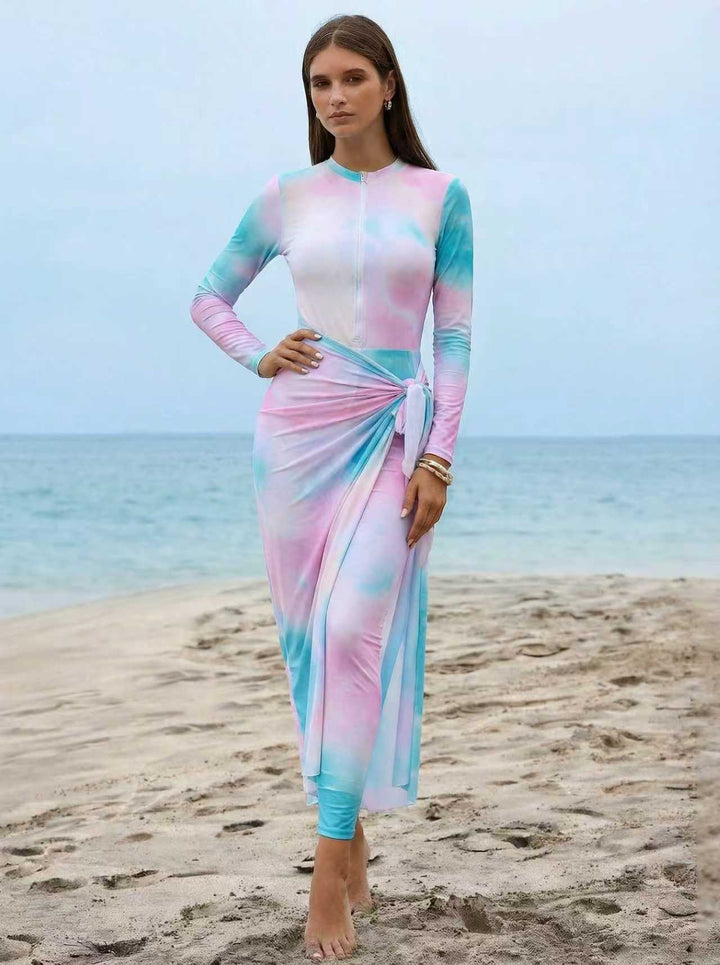 Women Elegant Surf Suit with Zipper and Wrap Detail Mune Fashion