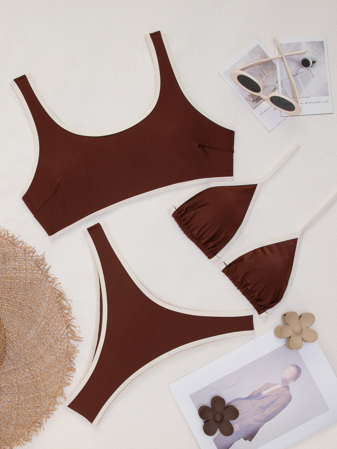 Women's Triangle Bikini Set with adjustable ties and contrasting accents Mune Fashion