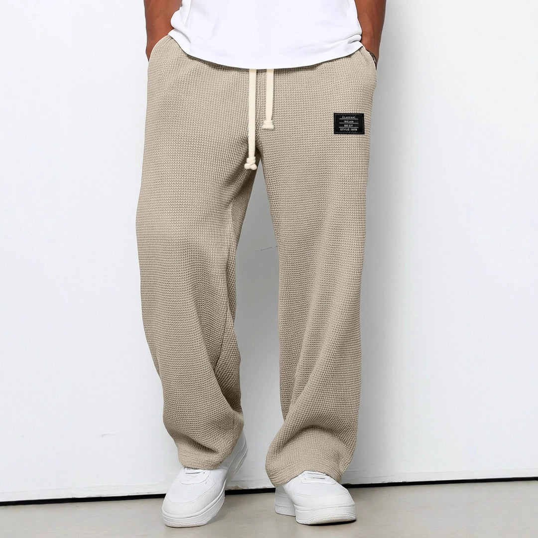 Men's Casual Waffle Texture Lounge Pants with Drawstring, Elastic Waistband and Loose Fit Mune Fashion