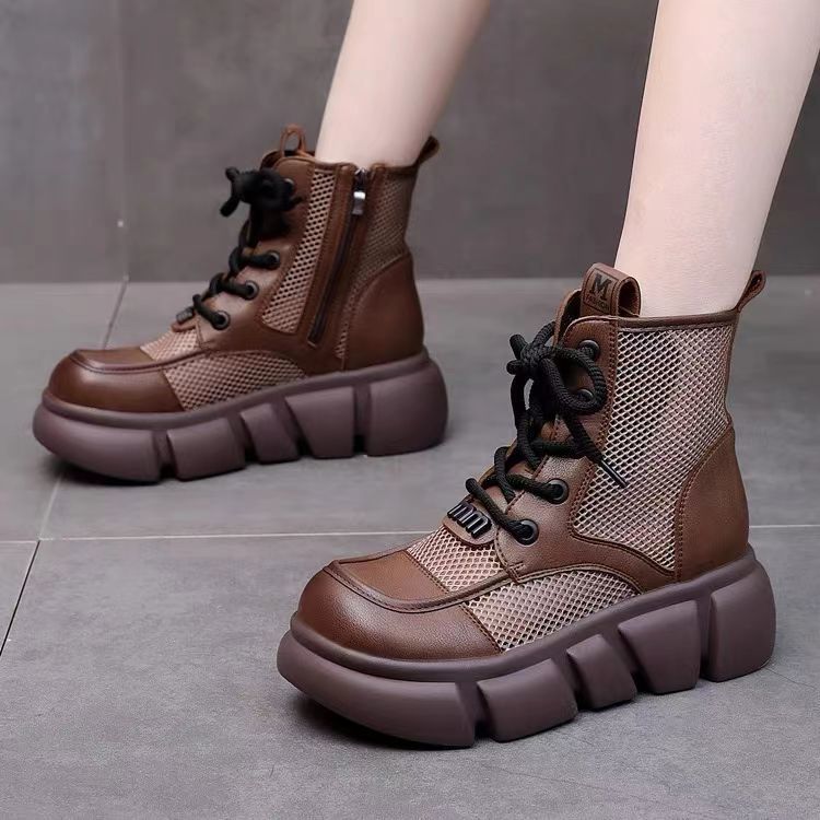 Women’s Sporty High-Top Sneakers with Breathable Mesh and Chunky Sole Mune Fashion
