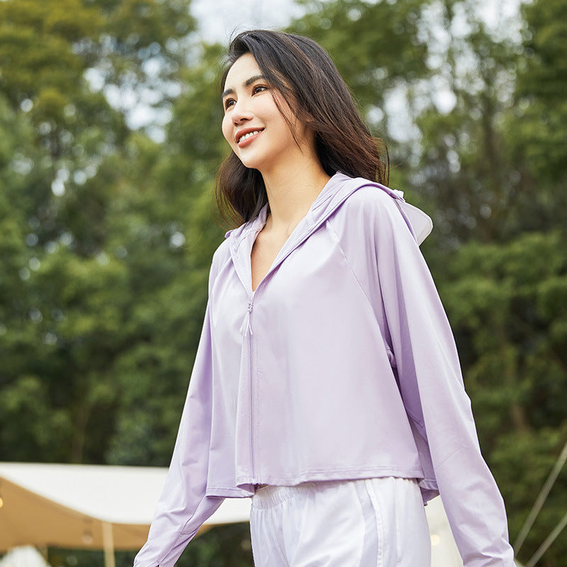 Women's Lightweight Hooded Jacket with UV Protection, Breathable Fabric and Shorter Hem Mune Fashion
