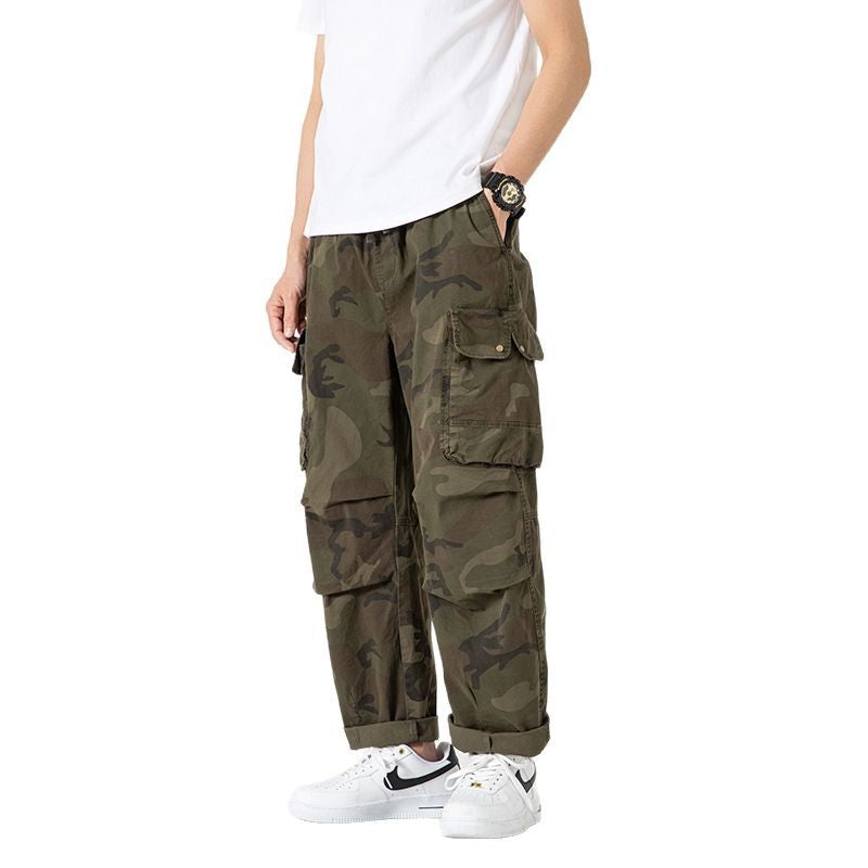 Men's Loose-Fit Cargo Pants in Army Style with Elastic Waistband, Drawstring, and Multifunctional Pockets Mune Fashion