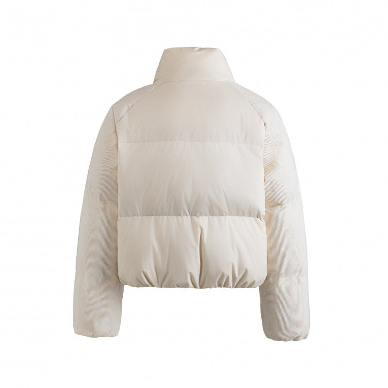 Women's short padded jacket with cord sleeves and high stand-up collar Mune Fashion
