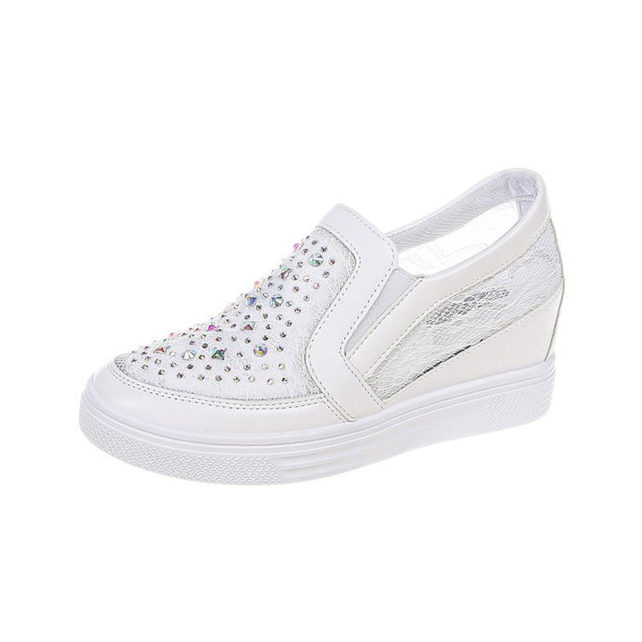 Damen Slip-On Keil-Sneaker mit funkelnden Ziersteinen und elastischen Seiteneinsätzen Mune Fashion