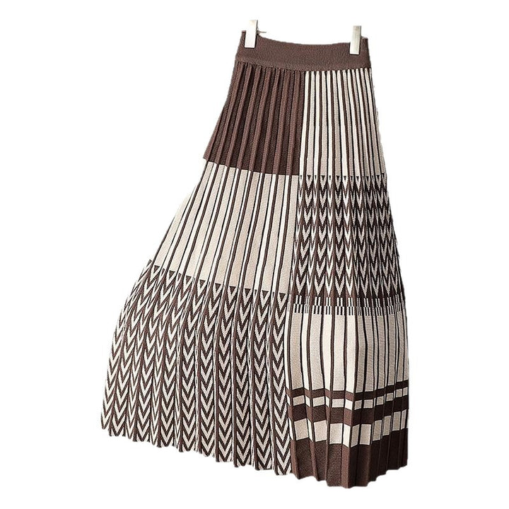 Women's Pleated High-Waisted Skirt with Graphic Pattern Mune Fashion