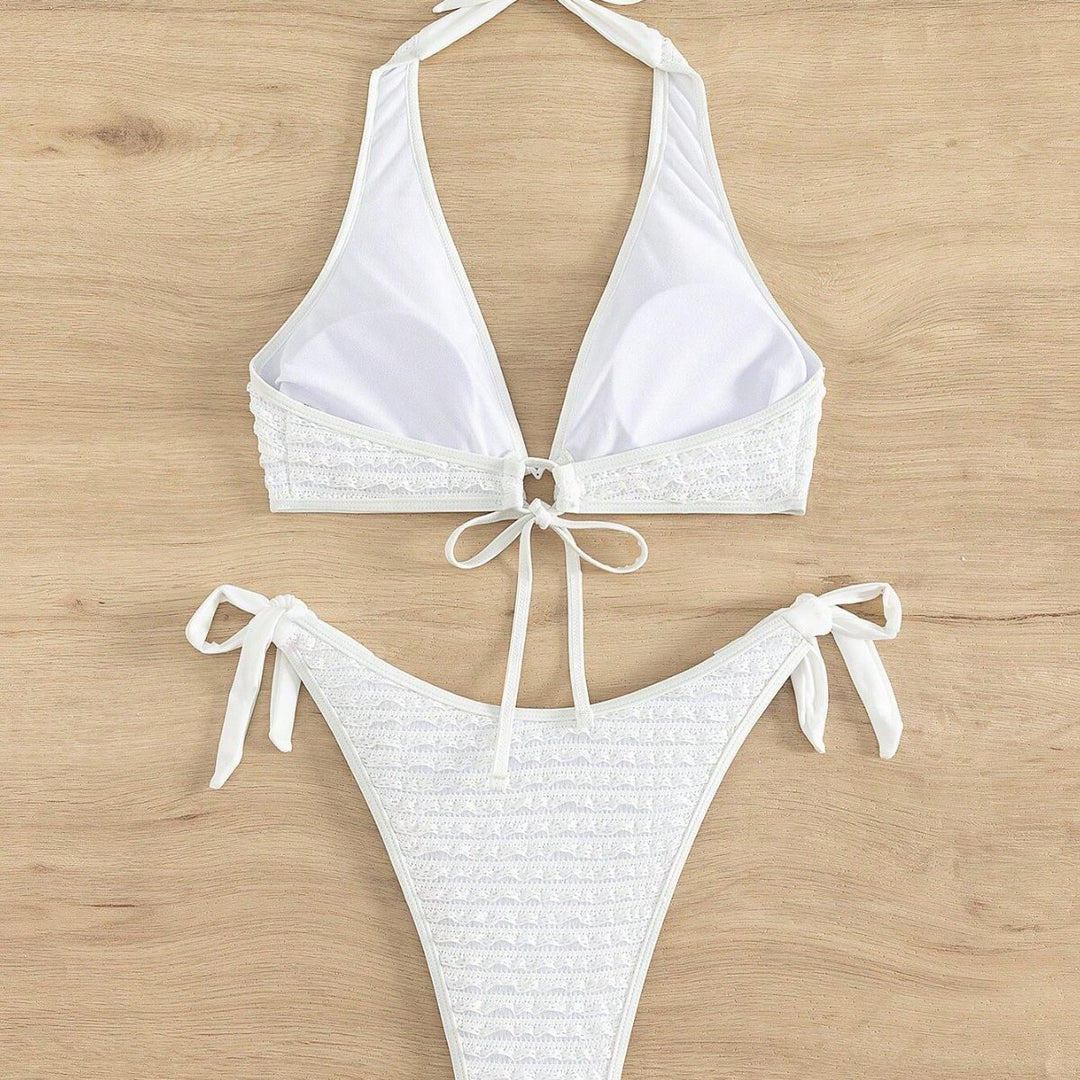Women's triangle bikini with textured ribbed design and heart-shaped accents Mune Fashion