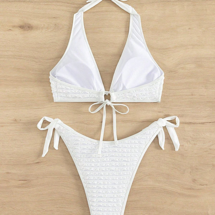 Women's triangle bikini with textured ribbed design and heart-shaped accents Mune Fashion