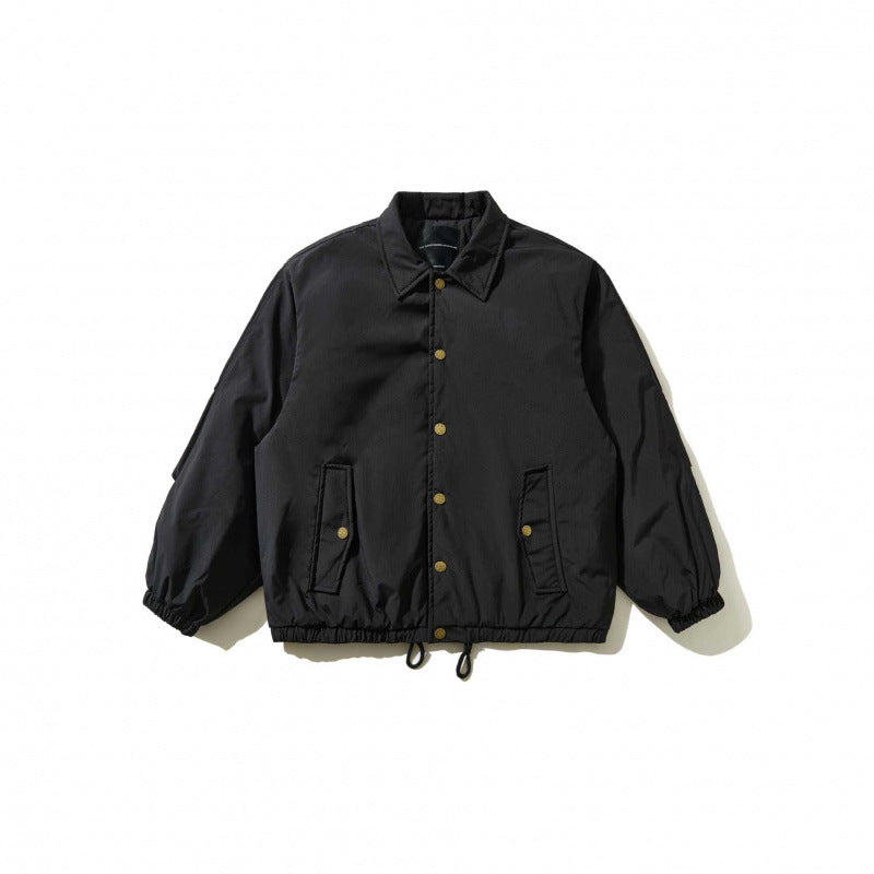 Men's short jacket in worker look with shirt collar, snap button closure and drawstring waistband Mune Fashion