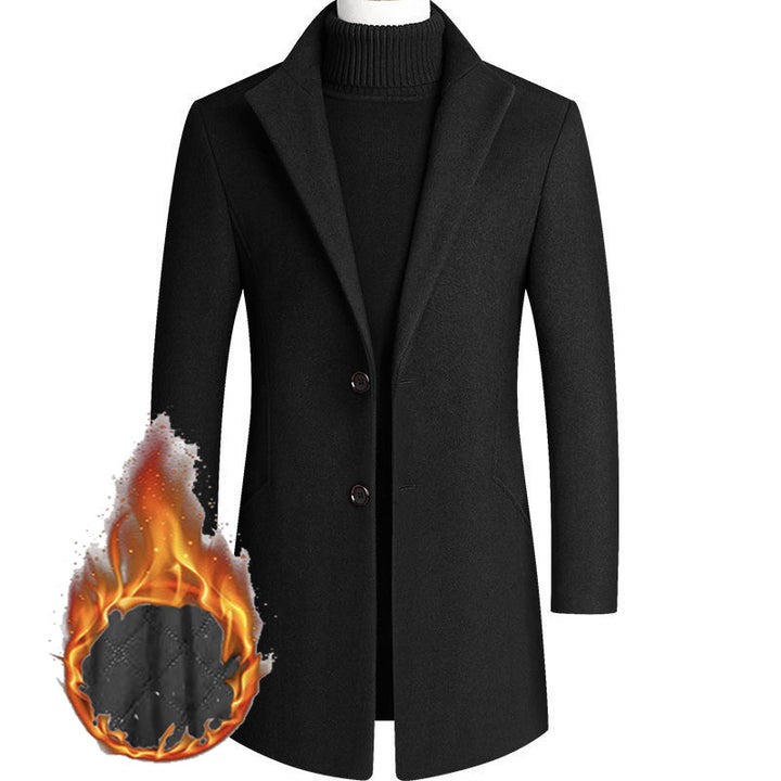 Men's Modern Wool Blend Short Coat with Slim Silhouette, Notched Lapel and Two Button Closure Mune Fashion