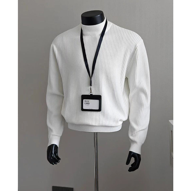 Men's Stylish Chunky Knit Sweater with Stand-Up Collar Mune Fashion