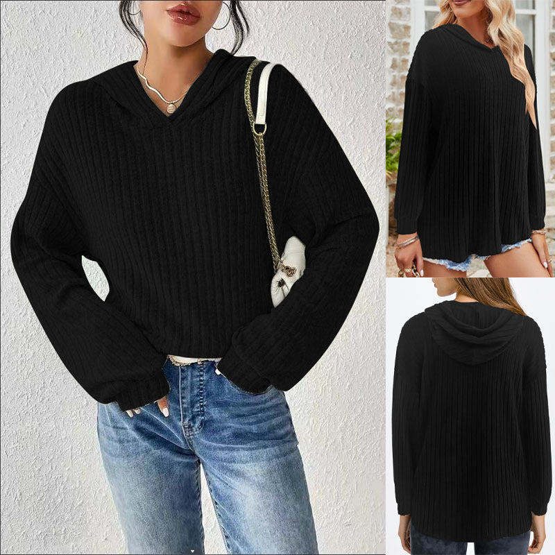 Women's Ribbed Hoodie Pullover with Hood and Casual Cropped Silhouette Mune Fashion