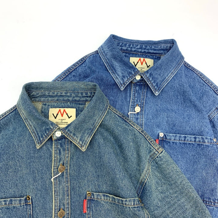 Men's Relaxed Denim Shirt Jacket with Patch Chest Pockets and Rounded Hem Mune Fashion