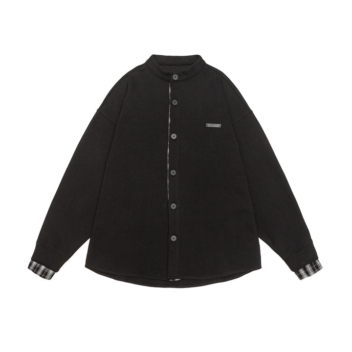 Unisex Oversized Sweat Jacket in Shirt Jacket Look with Stand-Up Collar Mune Fashion