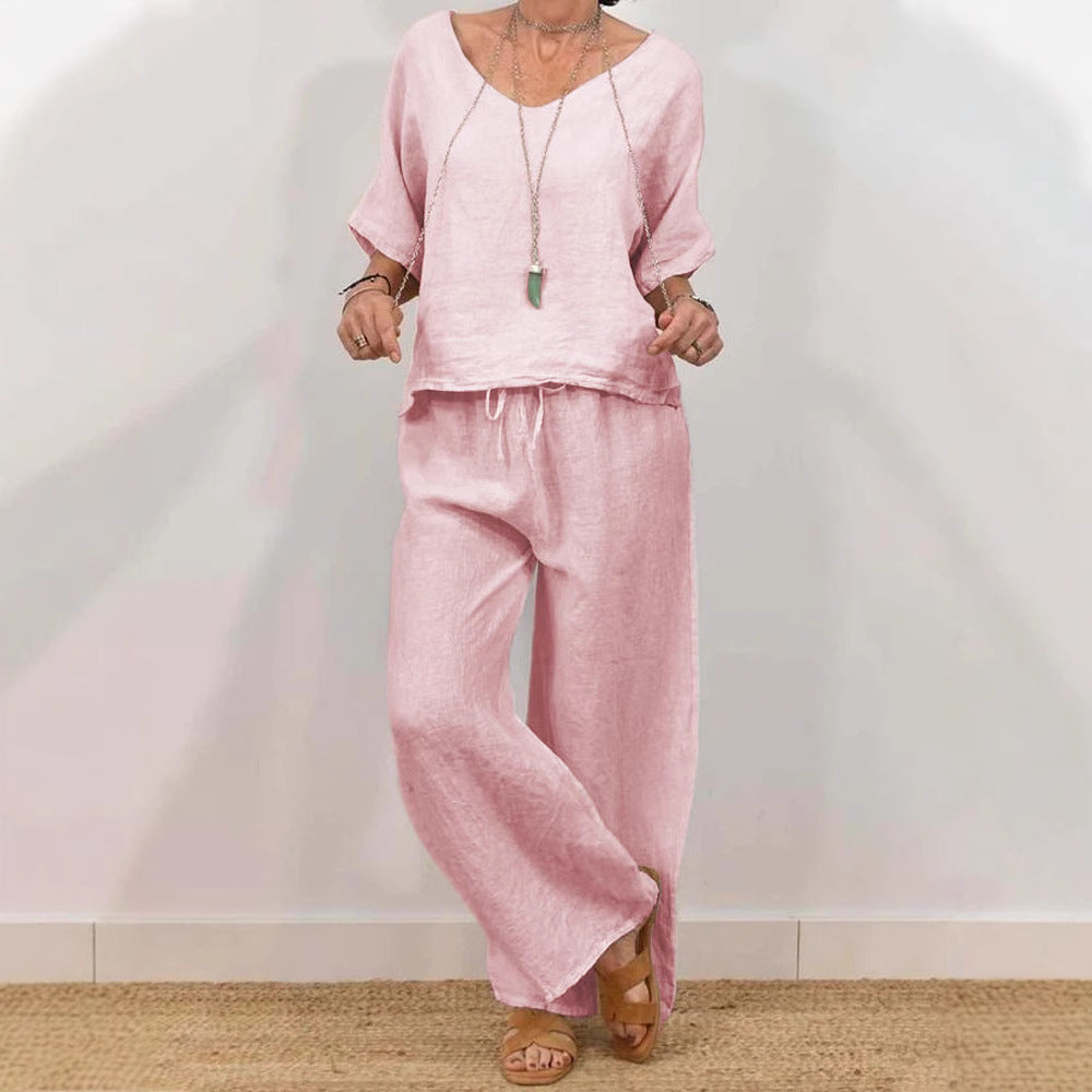 Women’s linen suit with a casual cut and wide leg Mune Fashion