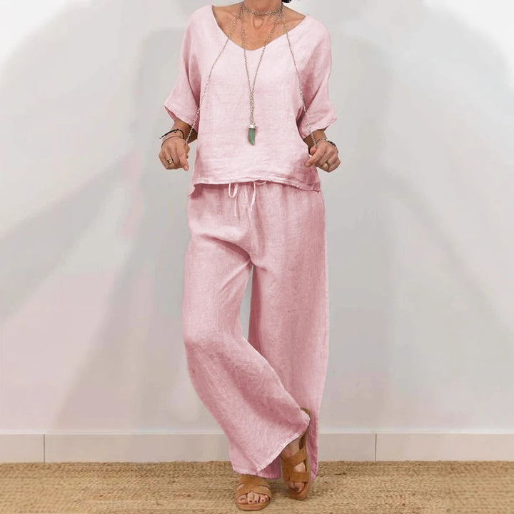 Women’s linen suit with a casual cut and wide leg Mune Fashion