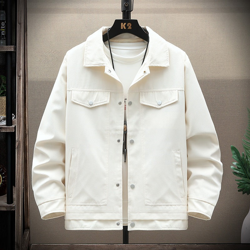 Men's Textured Overshirt in Boxy Cut with Snap Button Placket & Flap Pockets Mune Fashion