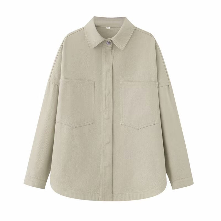 Women's Oversize Jeans Shirt Jacket in Boxy Cut with Patch Chest Pockets and Rounded Hem Mune Fashion