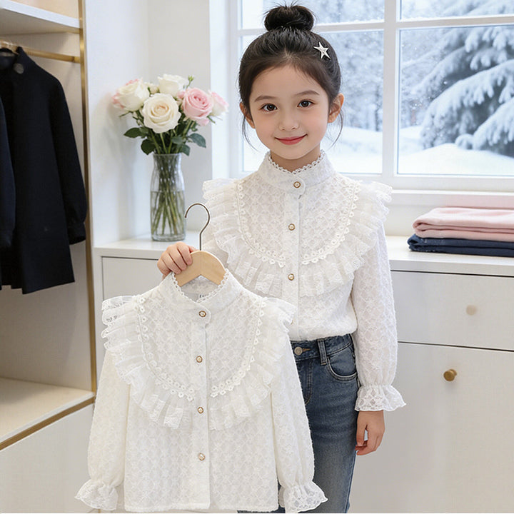 Girl's blouse with romantic ruffled collar Mune Fashion