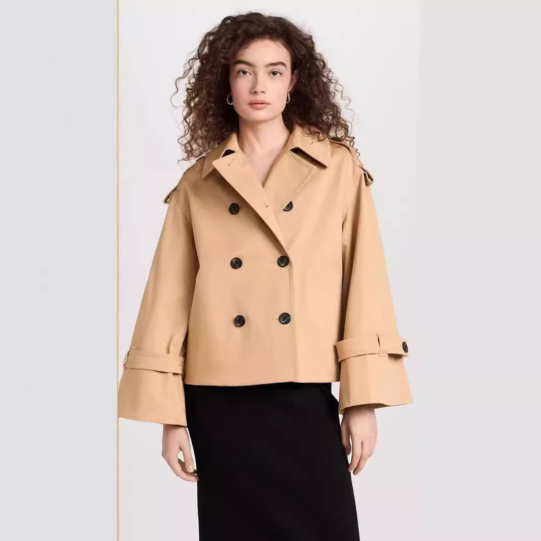Women's Short Double-Breasted Trench Coat in Boxy Cut Mune Fashion
