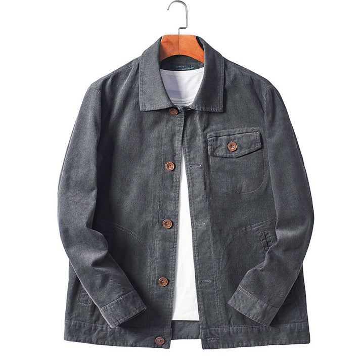 Men's transitional blouse made of fine corduroy with chest flap and visible button placket Mune Fashion