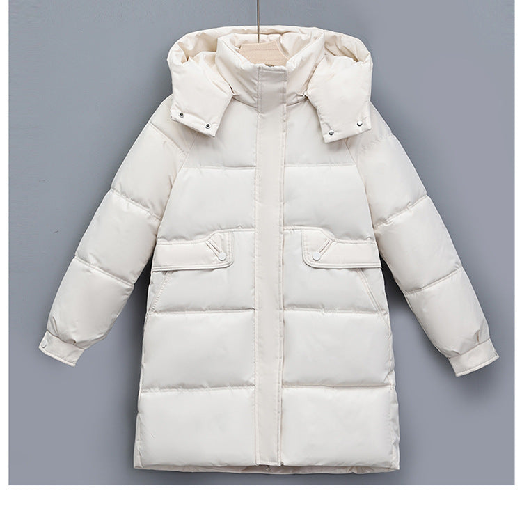 Women's long thermally insulated parka with removable hood, concealed zipper and flap pockets Mune Fashion
